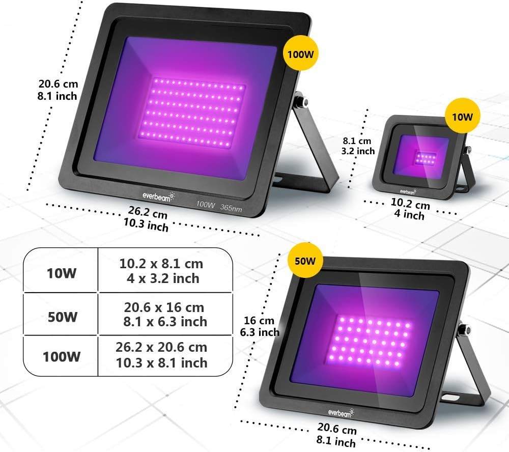 Everbeam 365nm 100W UV LED blacklight floodlight - 4