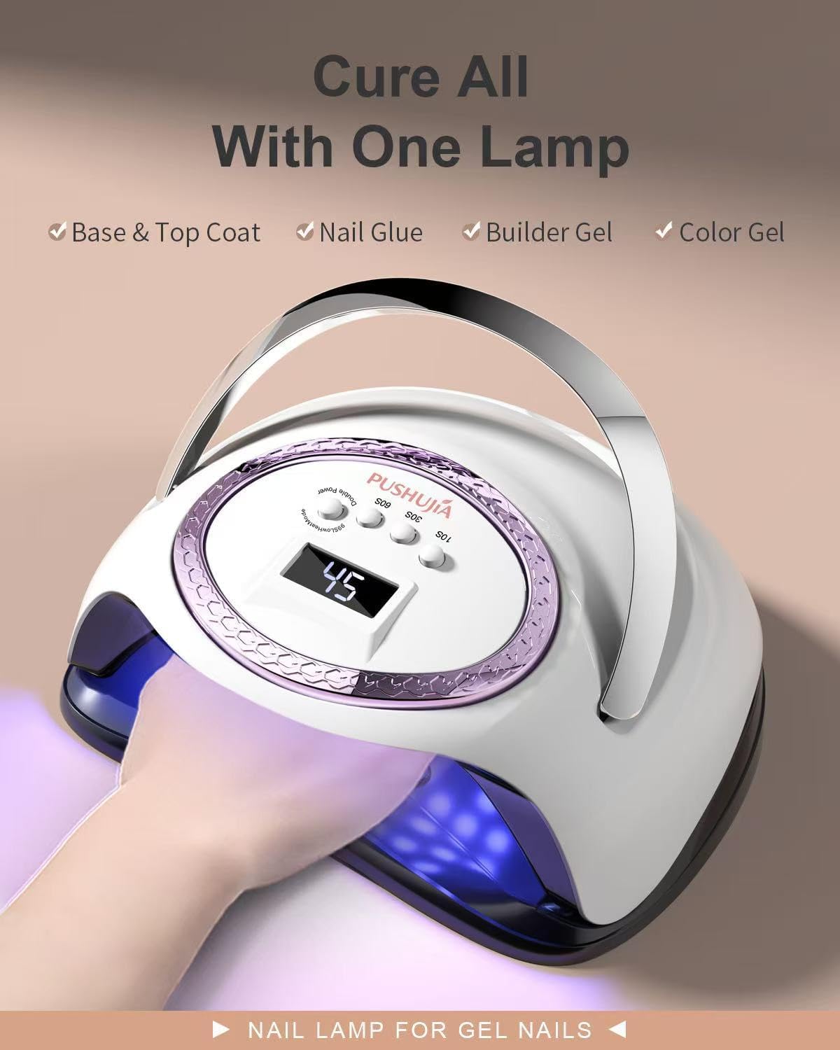 PUSHUJIA 66 LED UV nail lamp with LCD screen, handle and removable base - 4