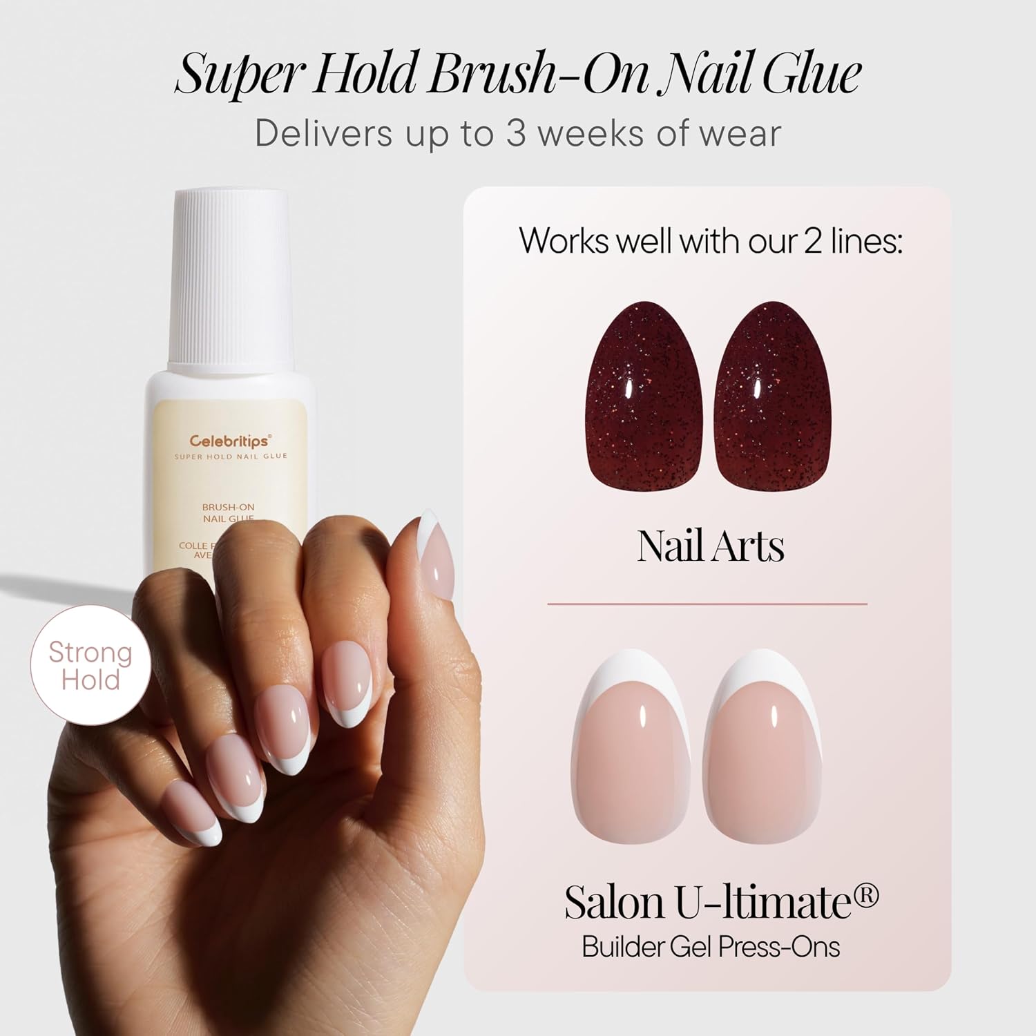 Celebritips Super-Hold Brush-On Nail Glue 8ml bottle with precision brush tip - 2