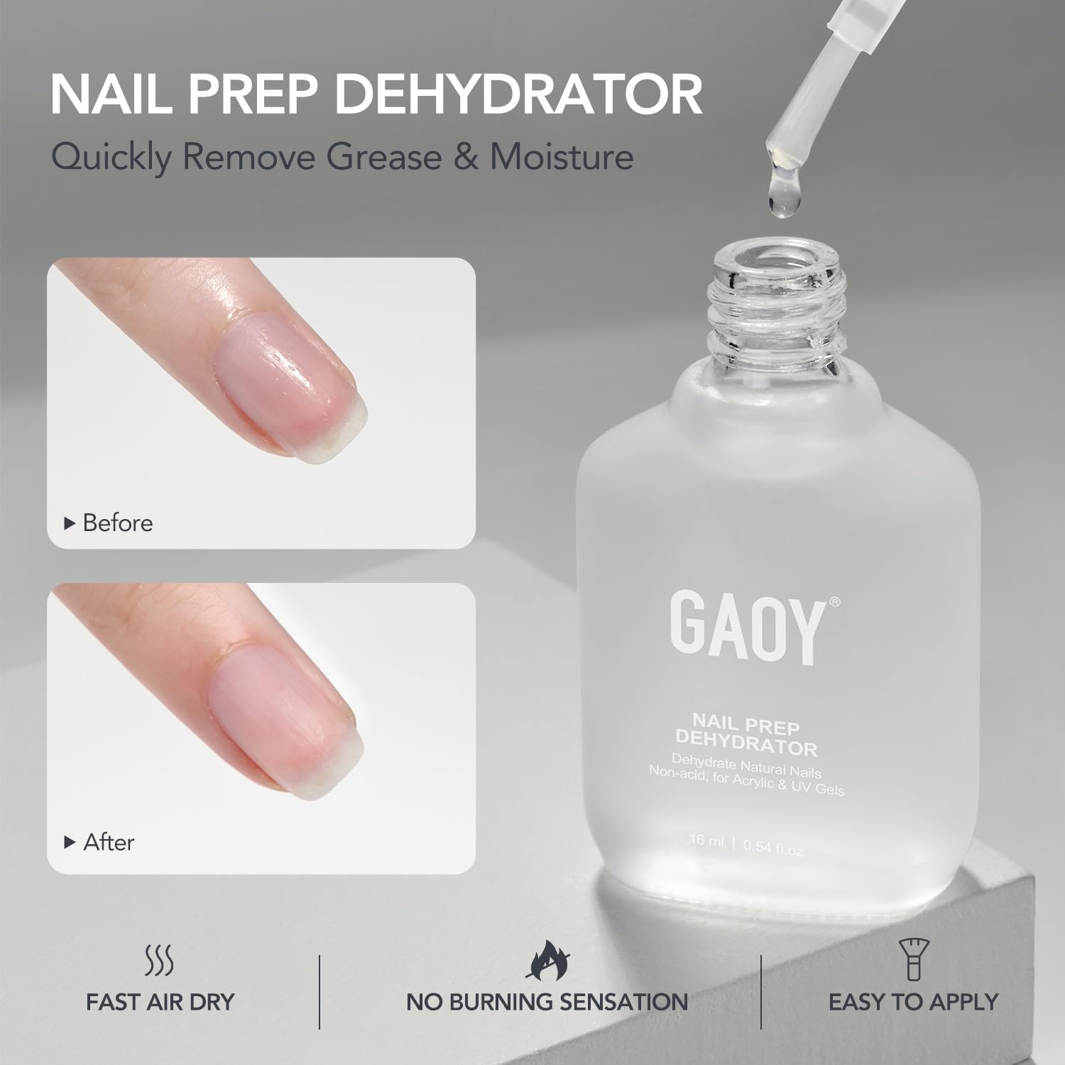 GAOY 4-piece gel nail dehydrator and primer kit with base and top coat bottles - 2