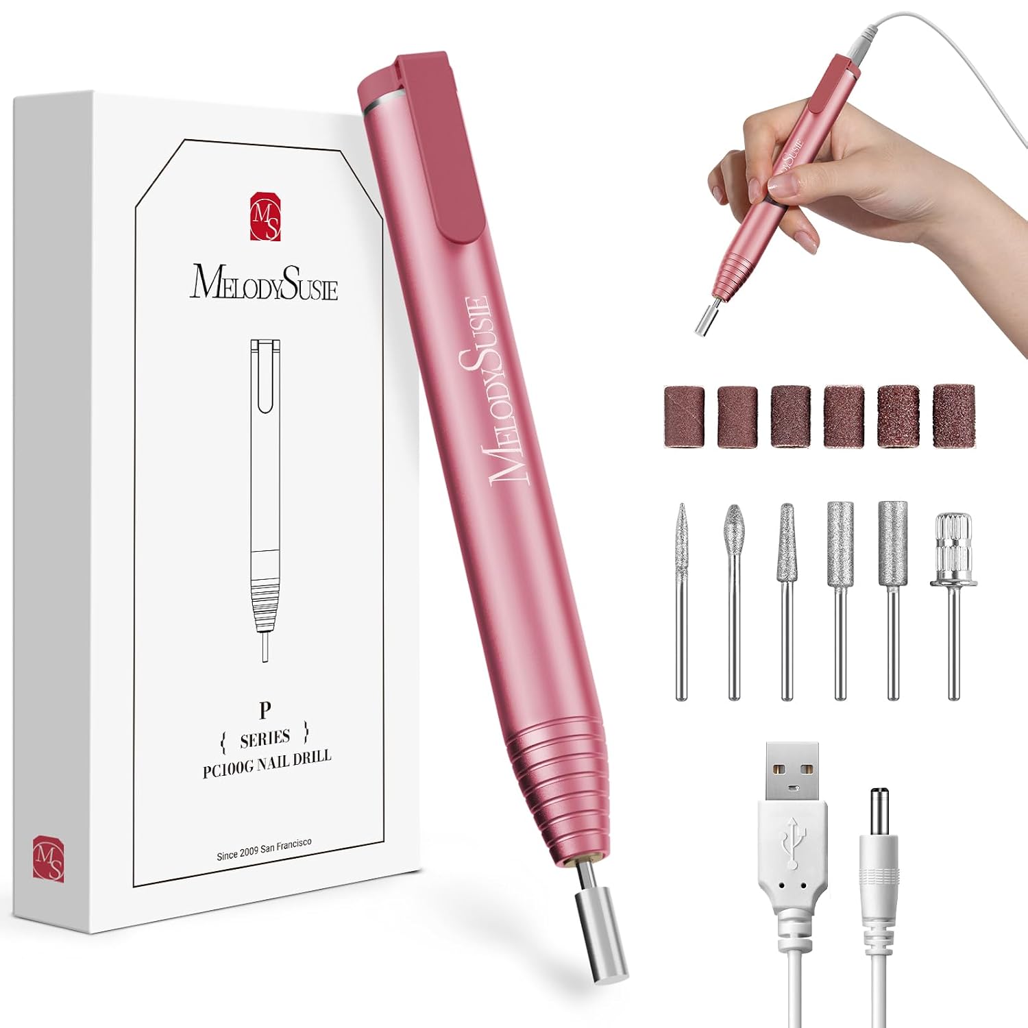 Pen-shaped nail drill: Compact USB Portable E-File