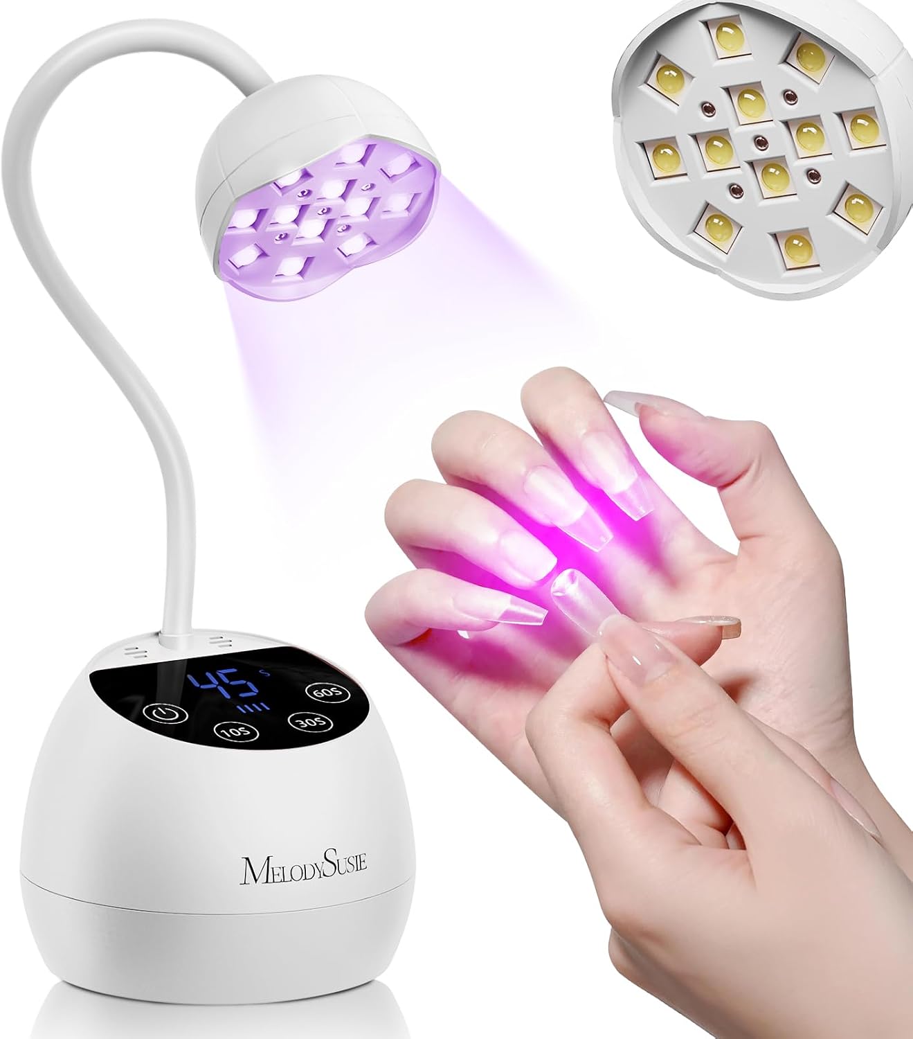 single-finger UV nail lamp: cordless gooseneck 12W