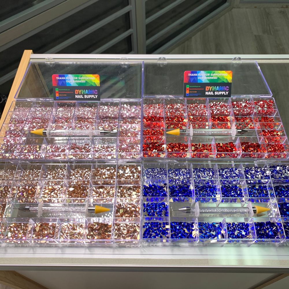3000pc Nail Rhinestone Set: Rose, Red, Gold, Blue