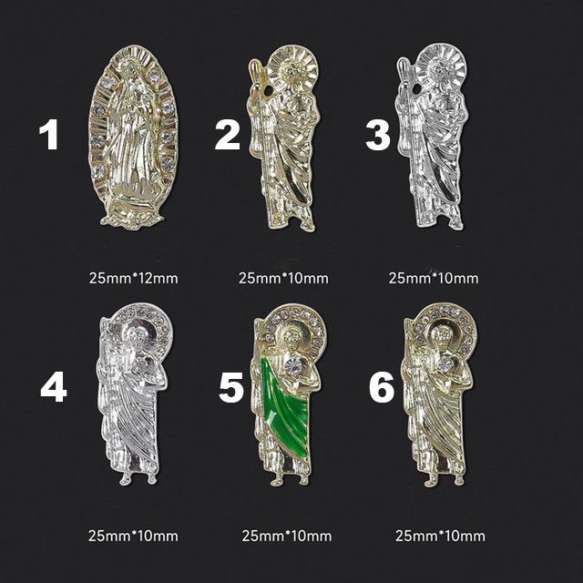 Saint Jude and Virgin Mary nail charms - 2